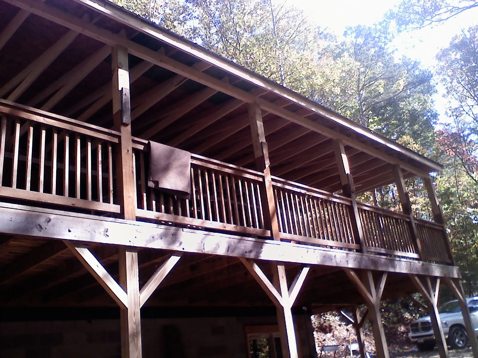 Timber framing under a new elevated porch and deck — Roof Leak Repair in Mooresville by Roofing Brothers